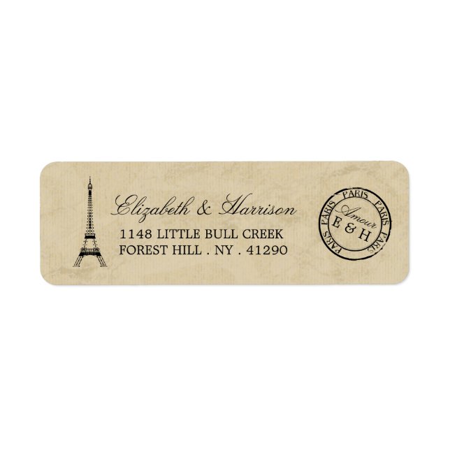 Mariage postal vintage Tour Eiffel Paris (Devant)