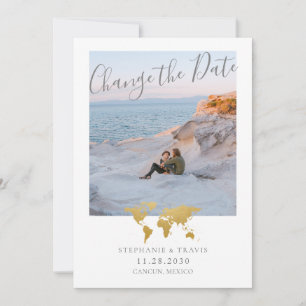 Mariage Postpontage Gold World Carte Photo