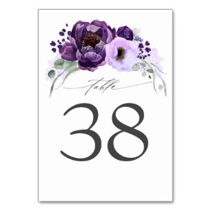 Mariage pourpre d'aubergine Cartes Numéro de table
