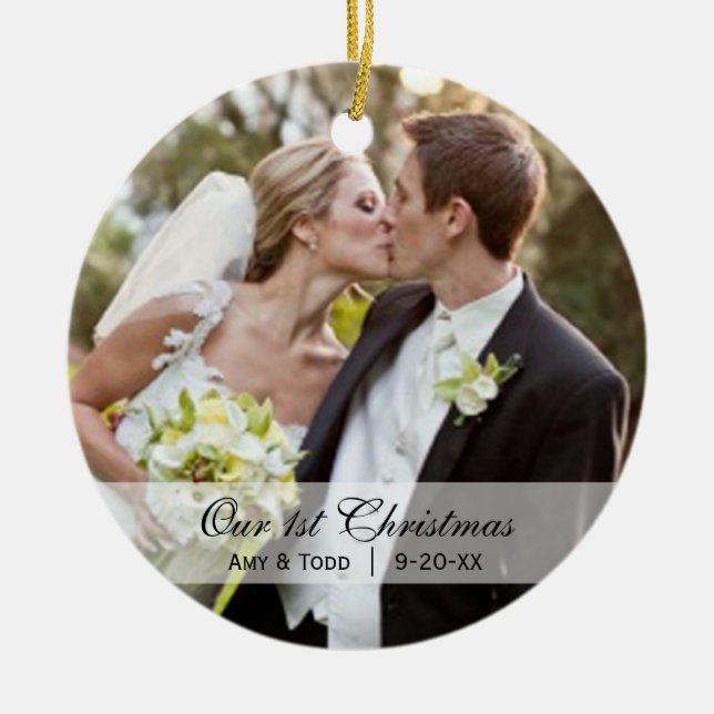 Mariage  | Premier ornement photo de Noël (Devant)