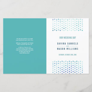 MARIAGE PROGRAMME DE CÉRÉMONIE boho motif bleu