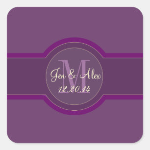 Mariage prune violet Favor Stickers Coeur en forme