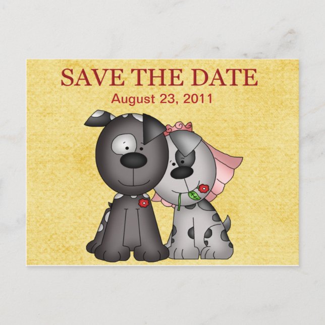 Mariage Puppies Enregistrer la date Carte postale (Devant)