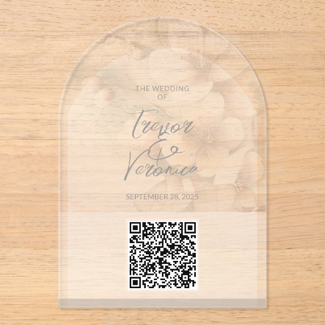 Mariage QR Code Cherry Blossom Invitation (Recto)