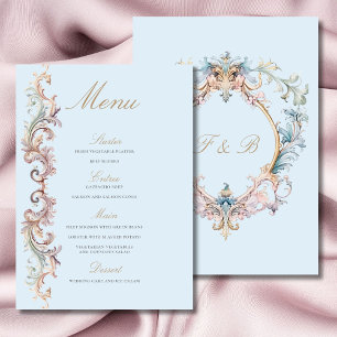 Mariage Regency Era Blue Baroque Crest Menu