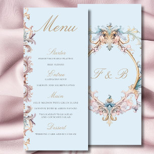 Mariage Regency Era Monogram Menu bleu
