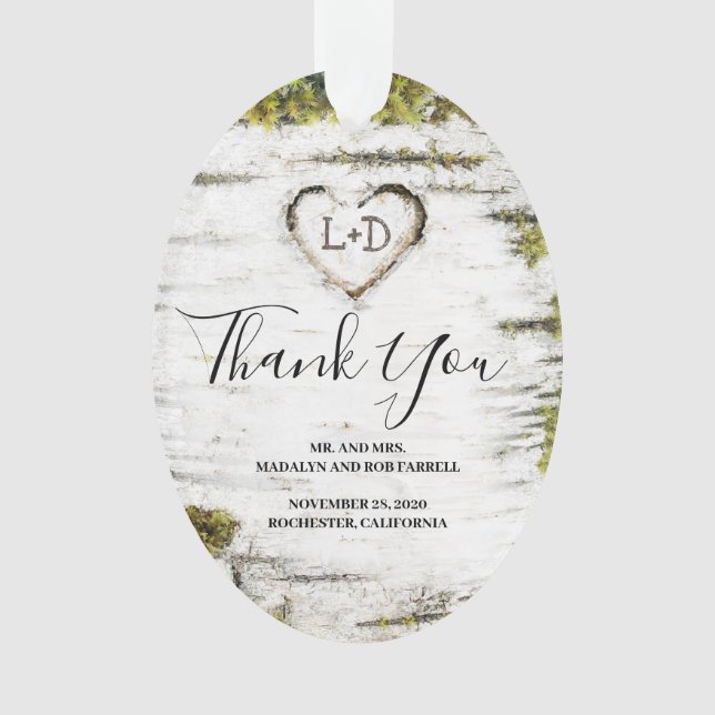 Mariage Remerciements de Coeur de Bouleau Campagna (devant)