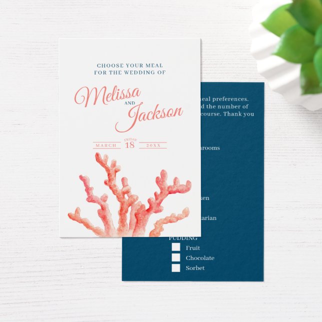 Mariage repas choix corail bleu petites cartes (Bureau)
