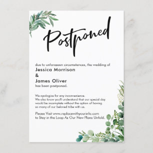 Mariage reporté avec carte Eucalyptus couleur aqua
