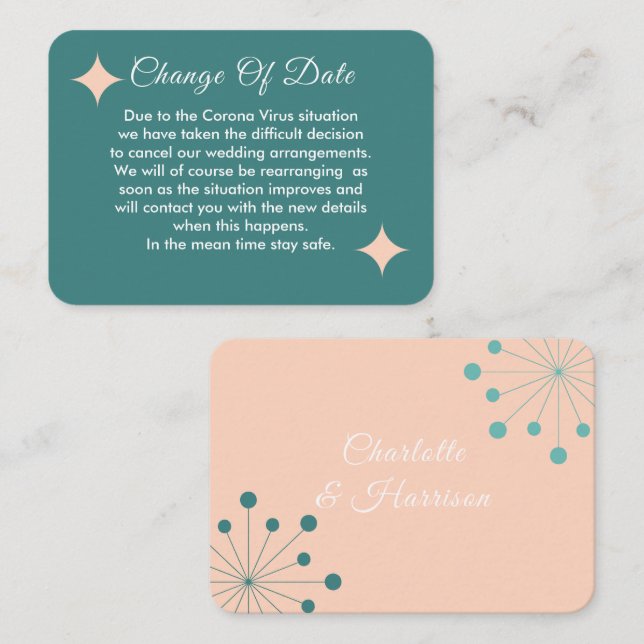 Mariage Reporté Changement De Date Faire-part (Devant / Derrière)