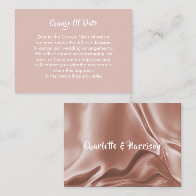Mariage Reporté Changement De Date Faire-part (Devant / Derrière)