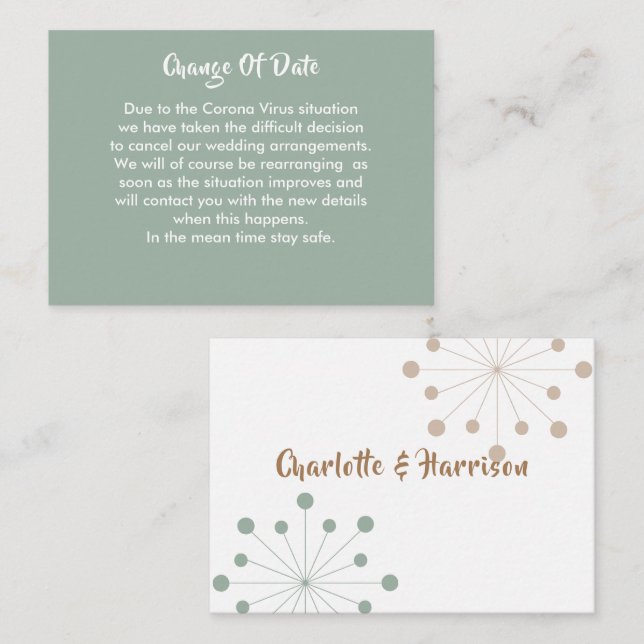 Mariage Reporté Changement De Date Faire-part (Devant / Derrière)