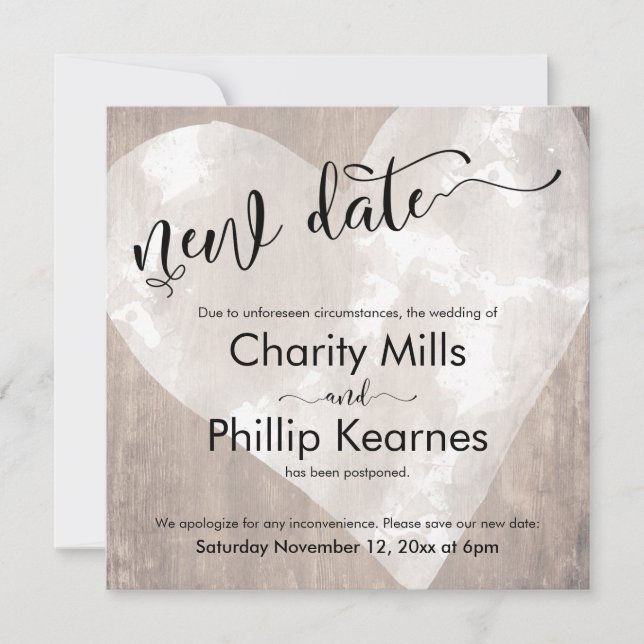 Mariage reporté Nouvelle date Carte (Devant)