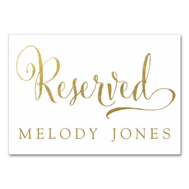 Mariage Réservé Cartes de Place Or Personnalisé (Devant)