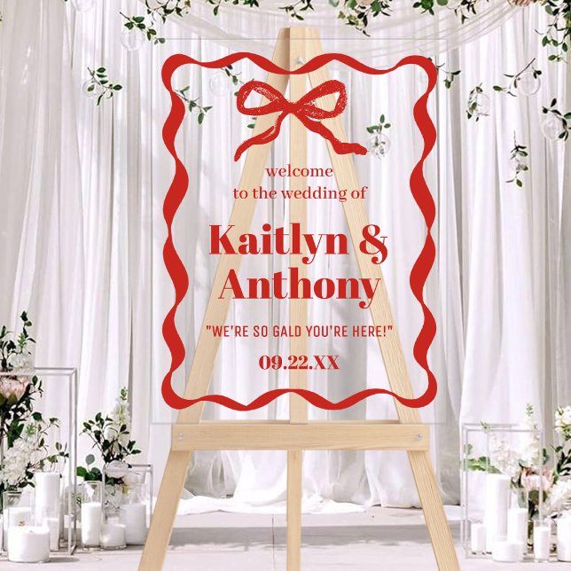 Mariage rétro Coquette Bow Bienvenue (Créateur téléchargé)