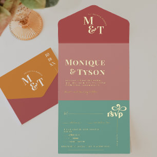Mariage Rétro des Années Soixante-Dix Invitation