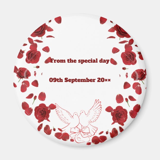 Mariage romantique Date Magnet - Roses et Doses ro (Devant)
