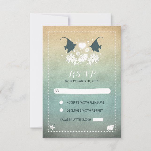 mariage romantique de plage cartes RSVP (Devant)