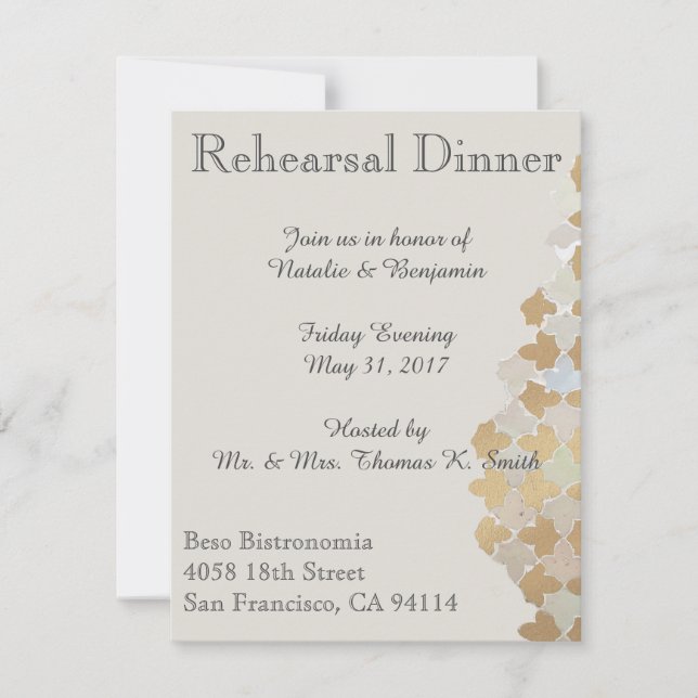 Mariage romantique rustique | Invitation du dîner  (Devant)