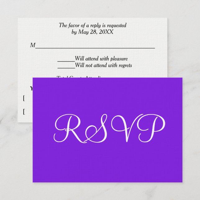 Mariage romantique violet RSVP (Devant / Derrière)
