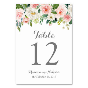 Mariage rose blanc Fleur Numéro de tableau Cartes