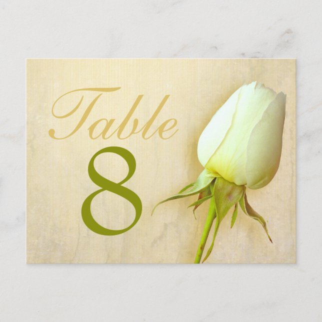 Mariage rose blanc numéro de table 1-9 carte posta (Devant)
