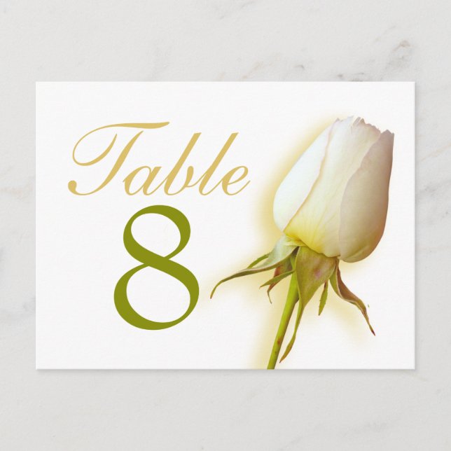 Mariage rose blanc numéro de table 1-9 carte posta (Devant)