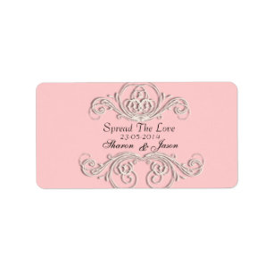 Mariage rose Blanc Orné Favoriser les Étiquettes