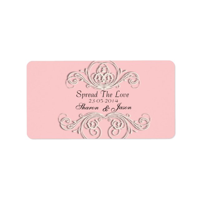 Mariage rose Blanc Orné Favoriser les Étiquettes (Devant)