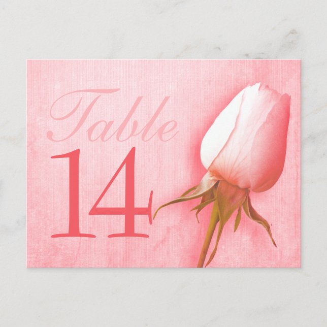 Mariage rose bourgeon numéro de table 10-39 carte  (Devant)