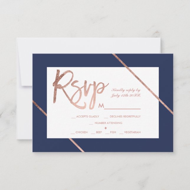 Mariage rose de rsvp de bleu marine de rayure de (Devant)