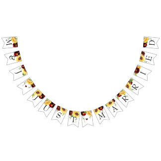 Mariage rose De Tournesol Juste Marié Bannière De