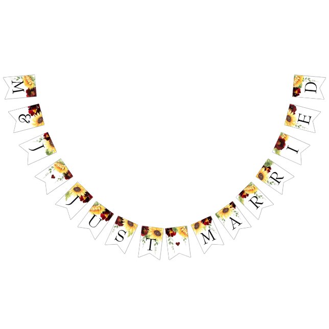 Mariage rose De Tournesol Juste Marié Bannière De  (Tout)