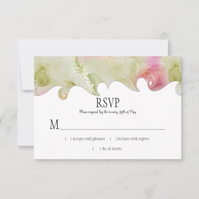 Mariage rose et vert d'eau moderne RSVP (Devant)