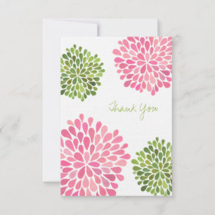 Mariage rose et vert Merci Note Cartes de lin