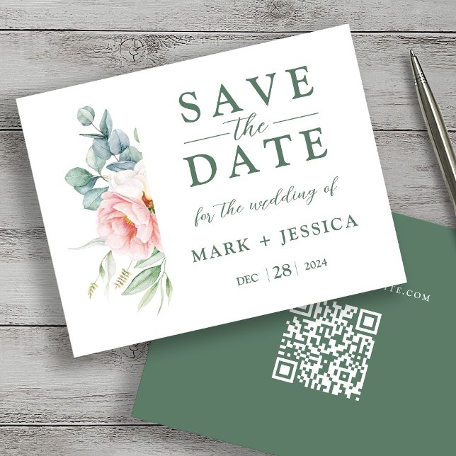 Mariage rose Fleur Enregistrer la carte Date (Créateur téléchargé)