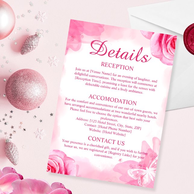 Mariage rose Floral Détails Carte de boîtier (Créateur téléchargé)