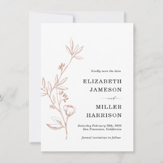 Mariage rose floral Enregistrer la date Faire-part