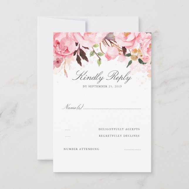 Mariage rose floral RSVP (Devant)