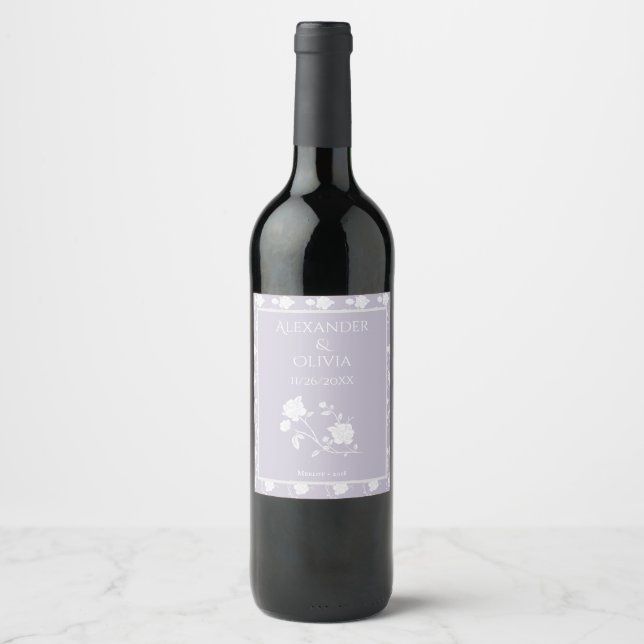Mariage Rose Lavande Étiquette de vin (Devant)