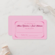 Mariage rose Numéro de table Carte de place