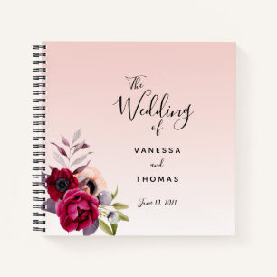 Mariage rose or bleu rose fleurons livre d'or