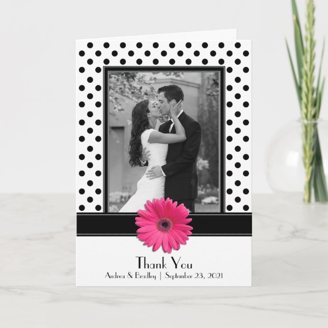 Mariage rose pâle noir blanc Polka Merci (Devant)