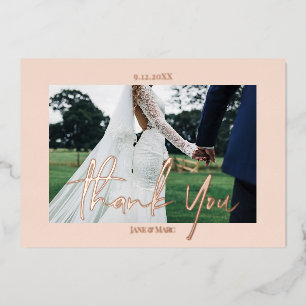 Mariage rose Real Foil 2 photos Merci Cartes