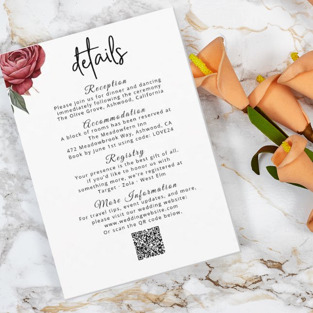 Mariage rose Rose noir Détails Carte de boîtier (Créateur téléchargé)