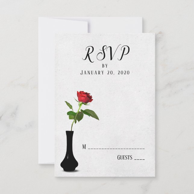 mariage rose rouge unique RSVP dans le vase (Devant)