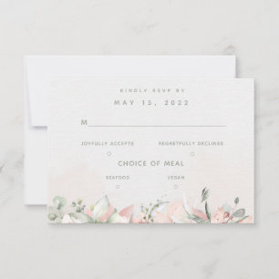Mariage Rose rougissant 2 choix de repas RSVP