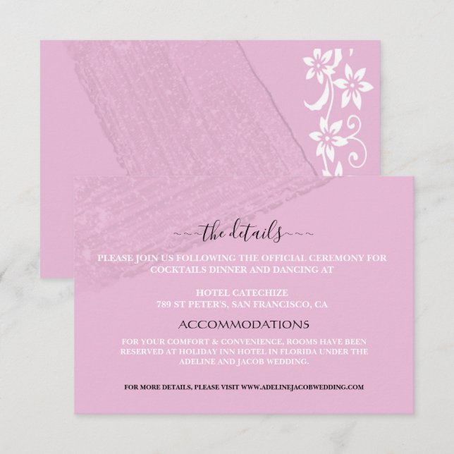 Mariage rose site floral carte de boîtier (Devant / Derrière)
