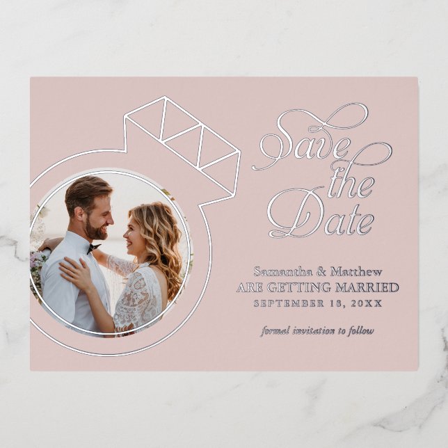 Mariage rose vif Enregistrer la date Annonces (Recto)