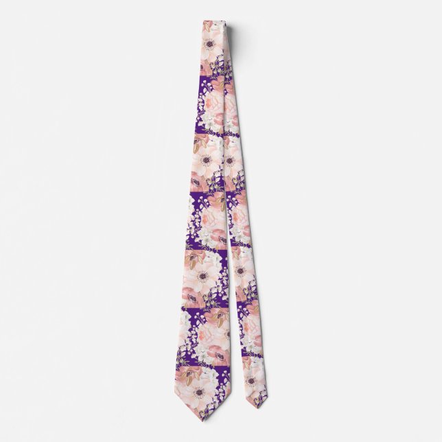 Mariage rose violet Floral Cravate (Devant)